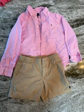 Ralph Lauren Pink Gingham Button-Up Shirt and Shorts